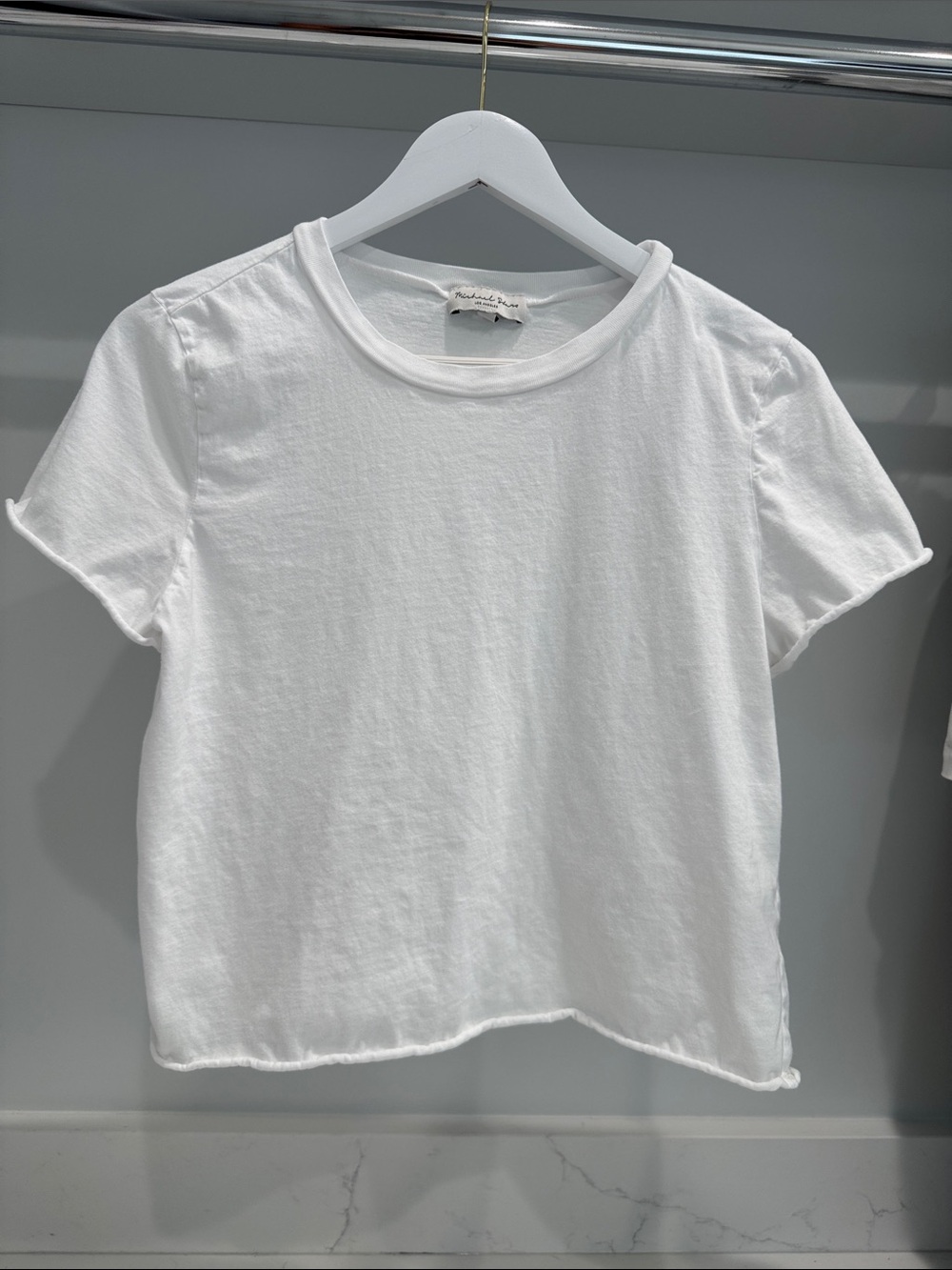 Michael Stars Women's White Cropped Crewneck Tee
